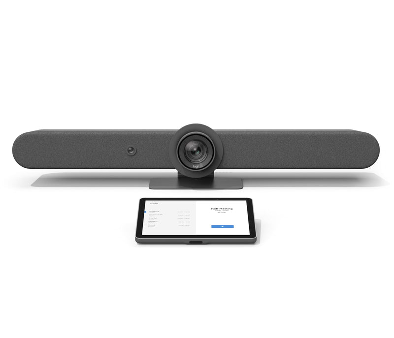 Logitech Rally Bar All-in-One Conference Camera with TAP IP Touch Controller Kit - 4K UHD PTZ Camera, 15x Zoom, Stereo Speakers, 6 Microphones, 10.1 Display, Oleophobic, Motion Sensor (Renewed)