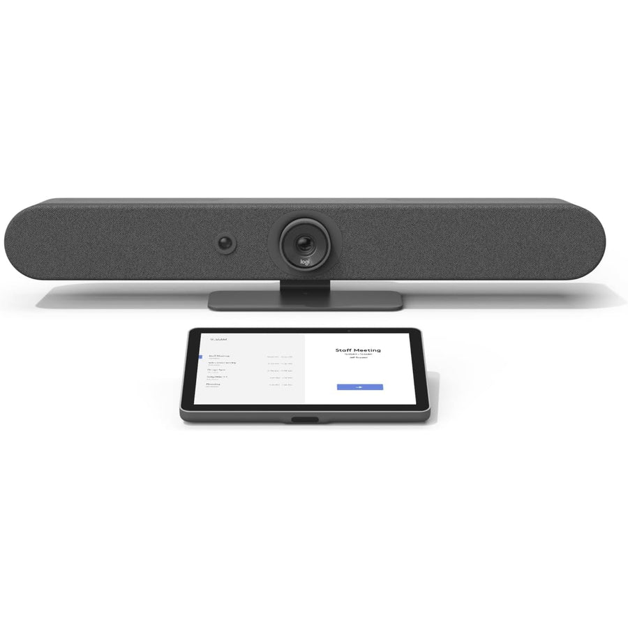 Logitech Rally Bar Mini All-in-One Conference Camera with TAP IP Touch Controller Kit – 4K UHD PTZ Camera, 4x Zoom, Dual Speakers, 6 Microphones, 10.1” Display, Oleophobic, Motion Sensor (Renewed)