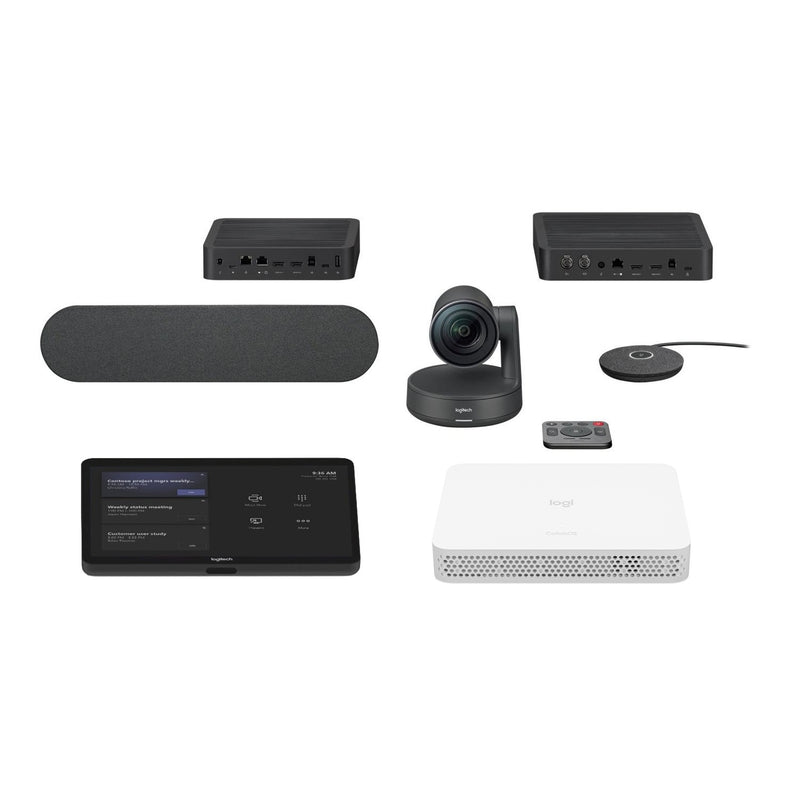 Logitech Medium Room Solution for Teams & Zoom - Rally PTZ, Camera, RoomMate, Tap Controller, Speaker & Mic Pod & Accessories (Refurbished)